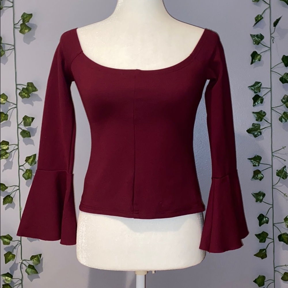 Women’s Nordstrom Maroon Off Shoulder Long Sleeve Blouse Small - Picture 11 of 16